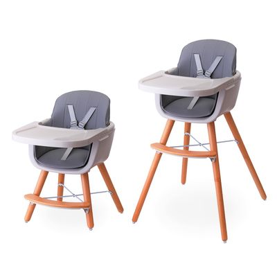 Teknum - Premium Dual Height Wooden High Chair - Grey